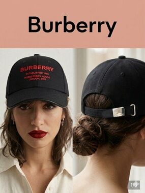 Just off runway! Burberry Unisex US L Horseferry Embroidered Baseball Cap Black